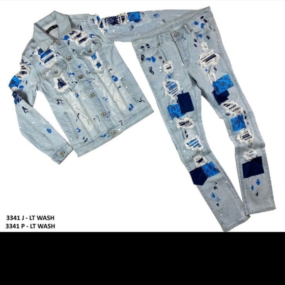 New Men's Focus Jean Jacket Set $199 - Picture 1 of 1